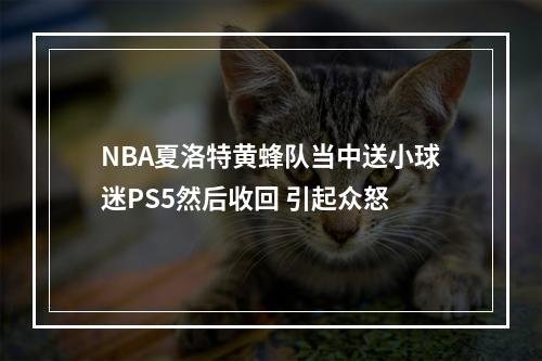 NBA夏洛特黄蜂队当中送小球迷PS5然后收回 引起众怒