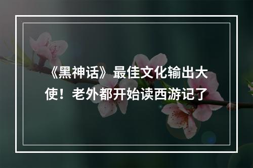 《黑神话》最佳文化输出大使！老外都开始读西游记了