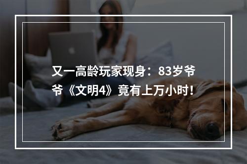 又一高龄玩家现身：83岁爷爷《文明4》竟有上万小时！