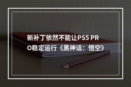 新补丁依然不能让PS5 PRO稳定运行《黑神话：悟空》