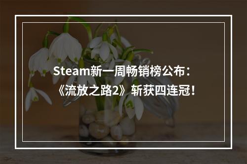 Steam新一周畅销榜公布：《流放之路2》斩获四连冠！