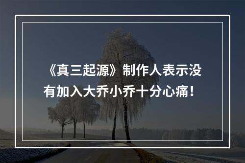 《真三起源》制作人表示没有加入大乔小乔十分心痛！