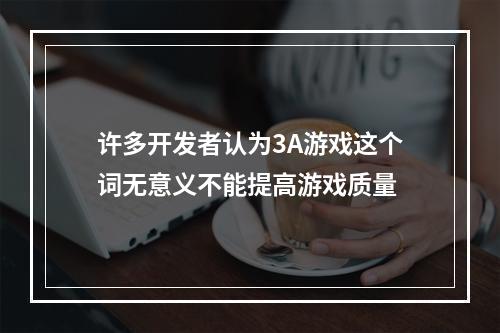 许多开发者认为3A游戏这个词无意义不能提高游戏质量