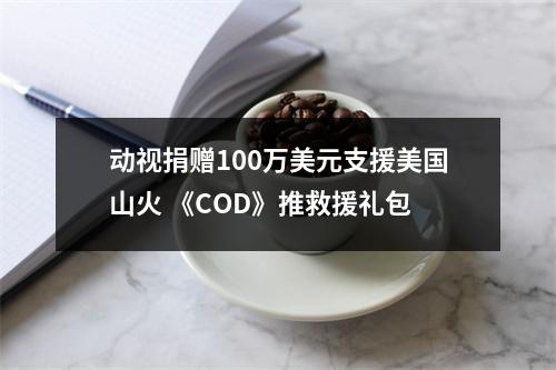 动视捐赠100万美元支援美国山火 《COD》推救援礼包