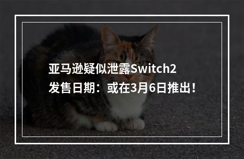 亚马逊疑似泄露Switch2发售日期：或在3月6日推出！