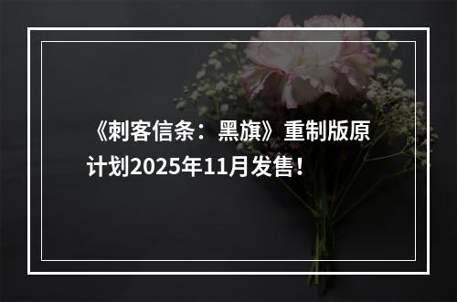 《刺客信条：黑旗》重制版原计划2025年11月发售！