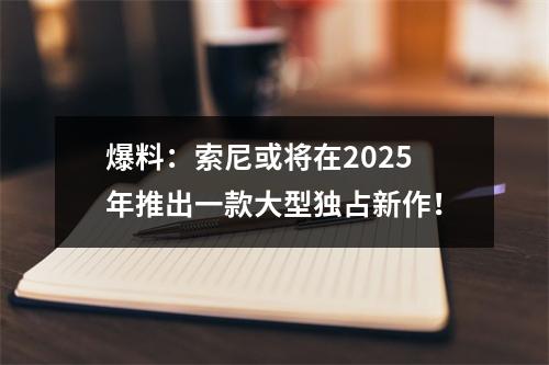 爆料：索尼或将在2025年推出一款大型独占新作！