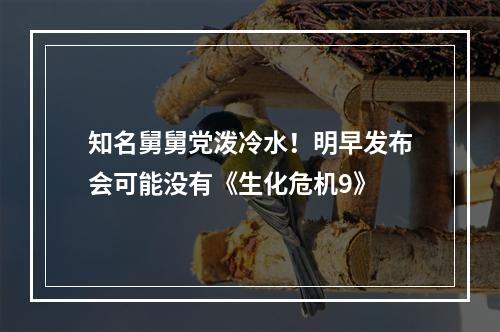 知名舅舅党泼冷水！明早发布会可能没有《生化危机9》