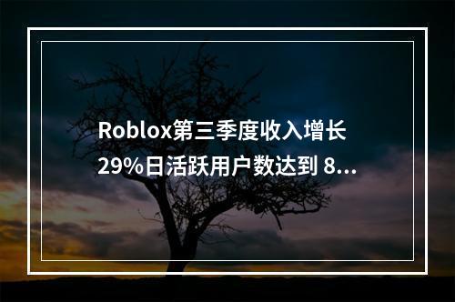 Roblox第三季度收入增长 29%日活跃用户数达到 8890 万