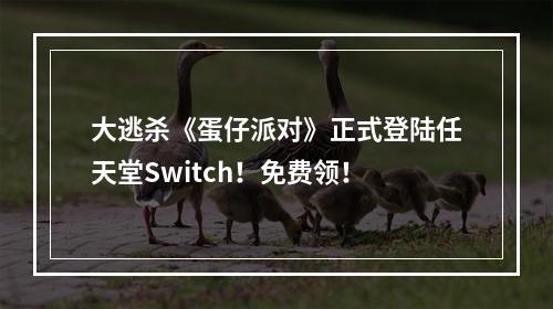 大逃杀《蛋仔派对》正式登陆任天堂Switch！免费领！