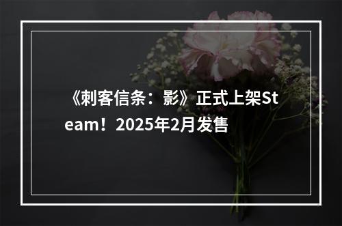 《刺客信条：影》正式上架Steam！2025年2月发售