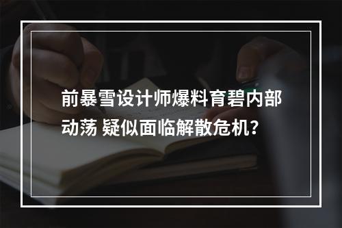 前暴雪设计师爆料育碧内部动荡 疑似面临解散危机？