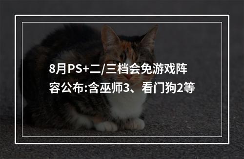 8月PS+二/三档会免游戏阵容公布:含巫师3、看门狗2等