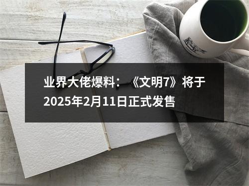 业界大佬爆料：《文明7》将于2025年2月11日正式发售