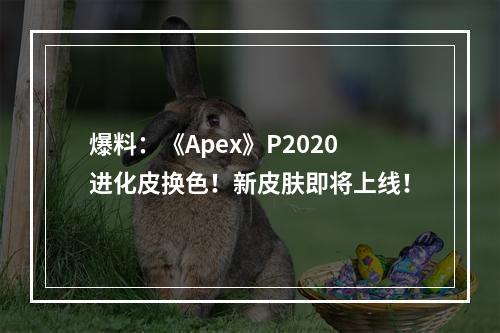 爆料：《Apex》P2020进化皮换色！新皮肤即将上线！