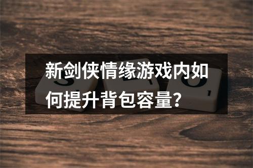 新剑侠情缘游戏内如何提升背包容量？