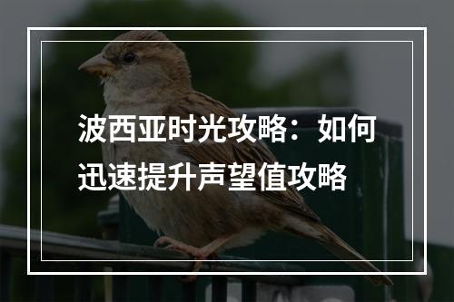 波西亚时光攻略：如何迅速提升声望值攻略