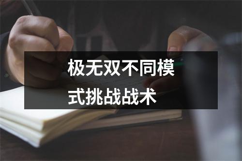 极无双不同模式挑战战术