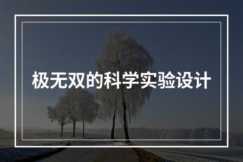 极无双的科学实验设计