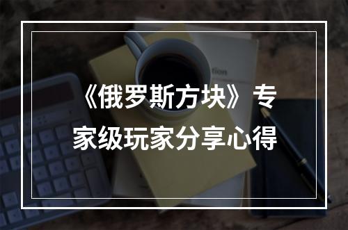 《俄罗斯方块》专家级玩家分享心得