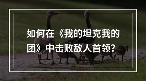 如何在《我的坦克我的团》中击败敌人首领？