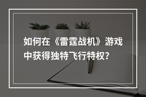 如何在《雷霆战机》游戏中获得独特飞行特权？