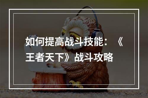 如何提高战斗技能：《王者天下》战斗攻略