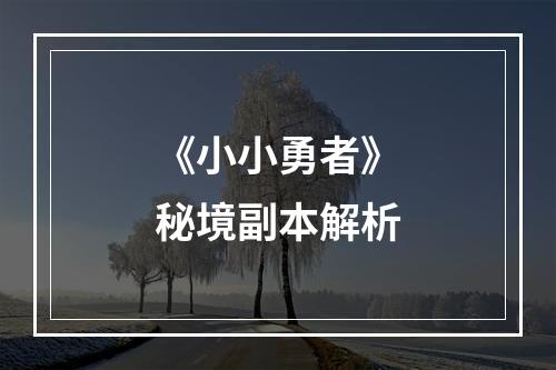 《小小勇者》秘境副本解析