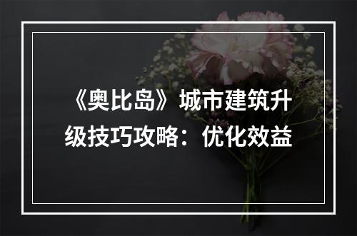 《奥比岛》城市建筑升级技巧攻略：优化效益