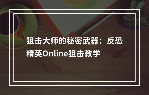 狙击大师的秘密武器：反恐精英Online狙击教学