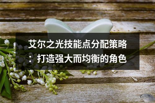 艾尔之光技能点分配策略：打造强大而均衡的角色