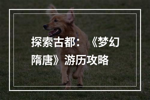 探索古都：《梦幻隋唐》游历攻略