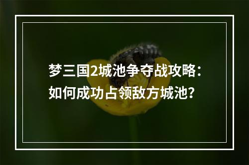 梦三国2城池争夺战攻略：如何成功占领敌方城池？