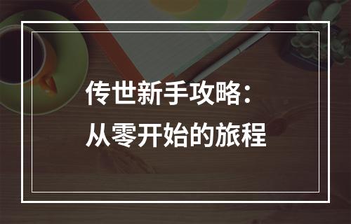 传世新手攻略：从零开始的旅程