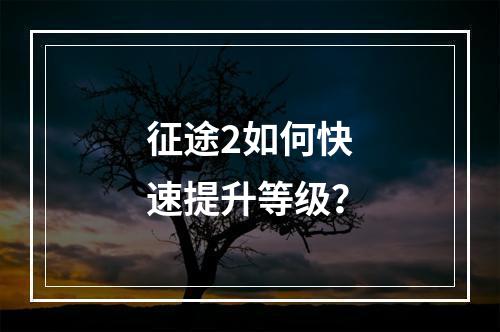 征途2如何快速提升等级？