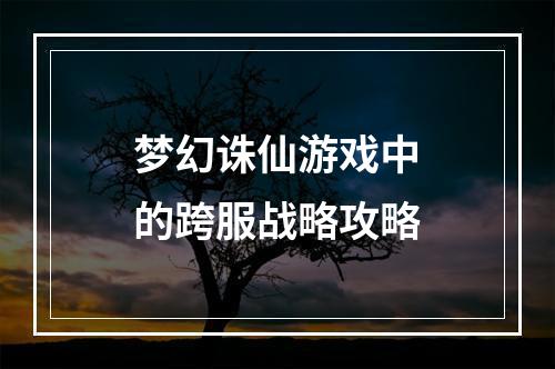 梦幻诛仙游戏中的跨服战略攻略