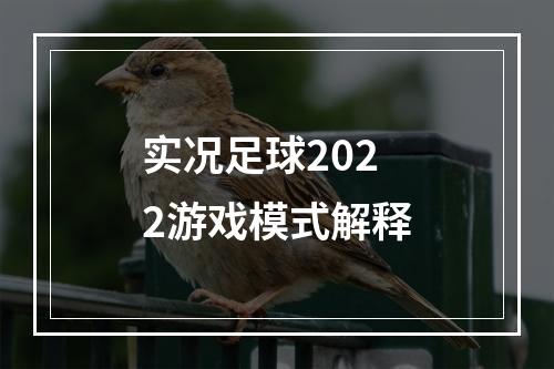 实况足球2022游戏模式解释