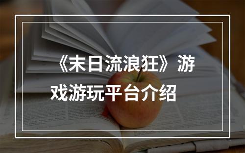 《末日流浪狂》游戏游玩平台介绍