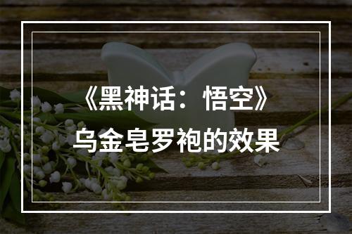 《黑神话：悟空》乌金皂罗袍的效果