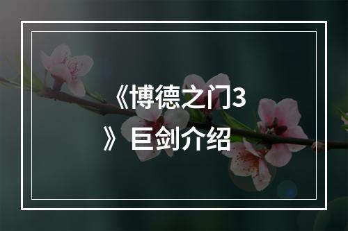 《博德之门3》巨剑介绍