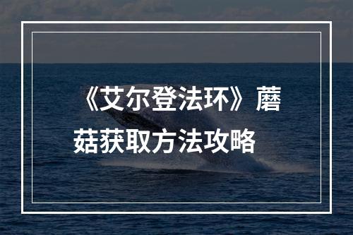 《艾尔登法环》蘑菇获取方法攻略