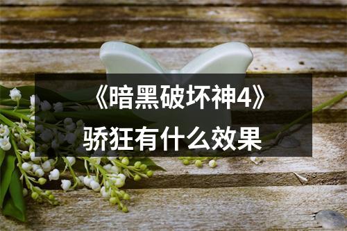 《暗黑破坏神4》骄狂有什么效果