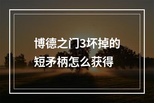 博德之门3坏掉的短矛柄怎么获得