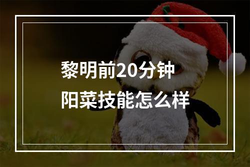 黎明前20分钟阳菜技能怎么样