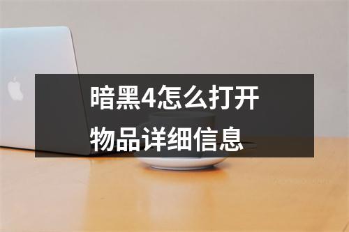 暗黑4怎么打开物品详细信息