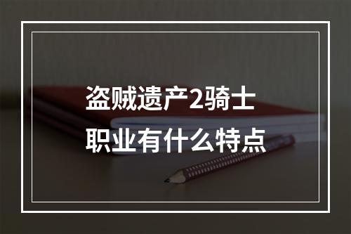 盗贼遗产2骑士职业有什么特点