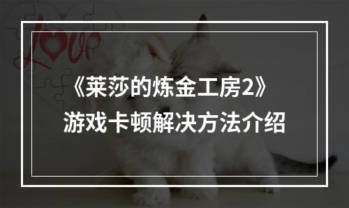 《莱莎的炼金工房2》游戏卡顿解决方法介绍