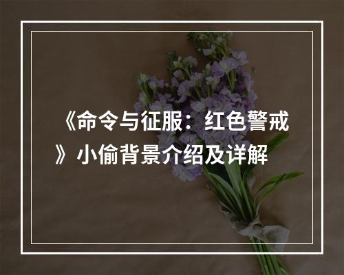 《命令与征服：红色警戒》小偷背景介绍及详解