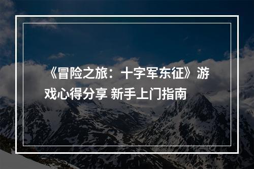 《冒险之旅：十字军东征》游戏心得分享 新手上门指南