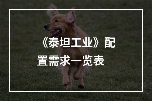 《泰坦工业》配置需求一览表